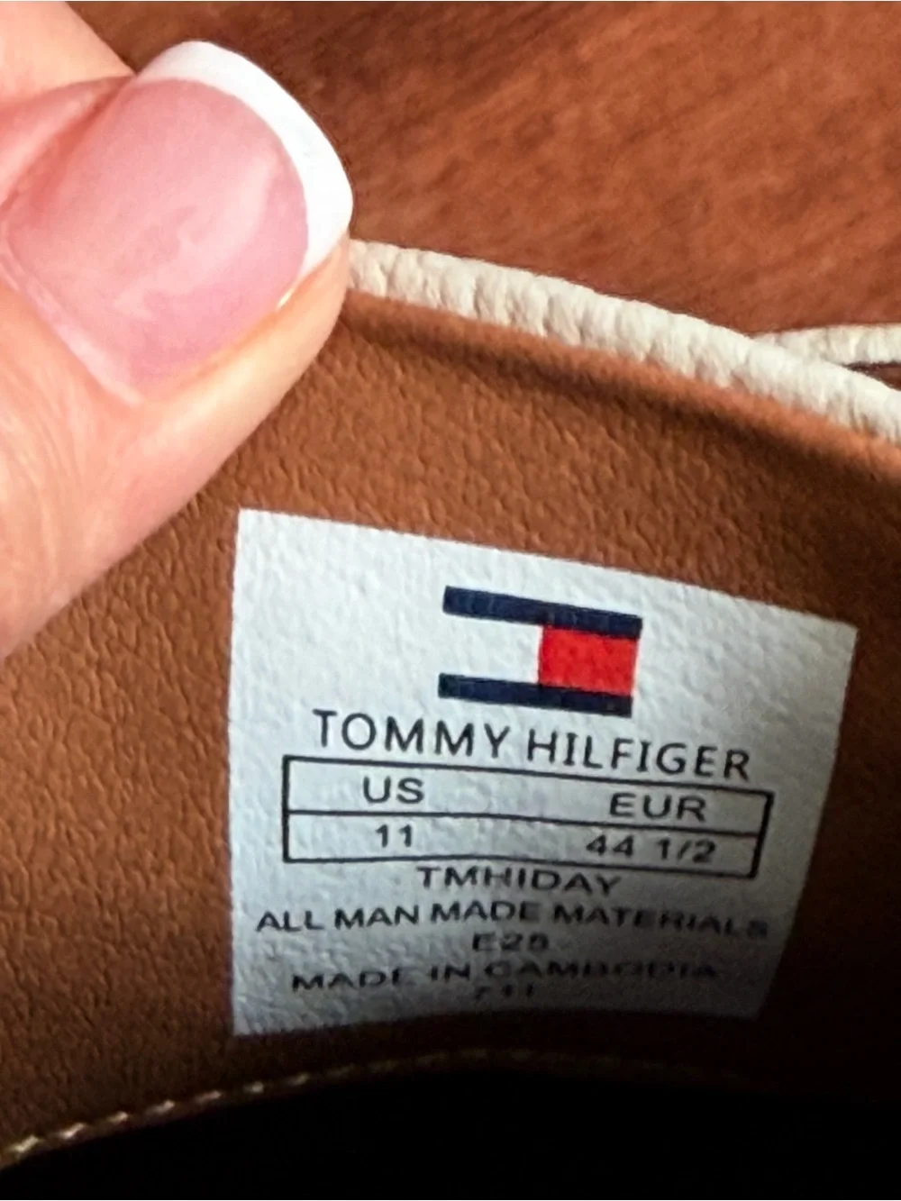 Tommy Hilfiger Men's Cream Leather Derby Shoes with Brown Trim